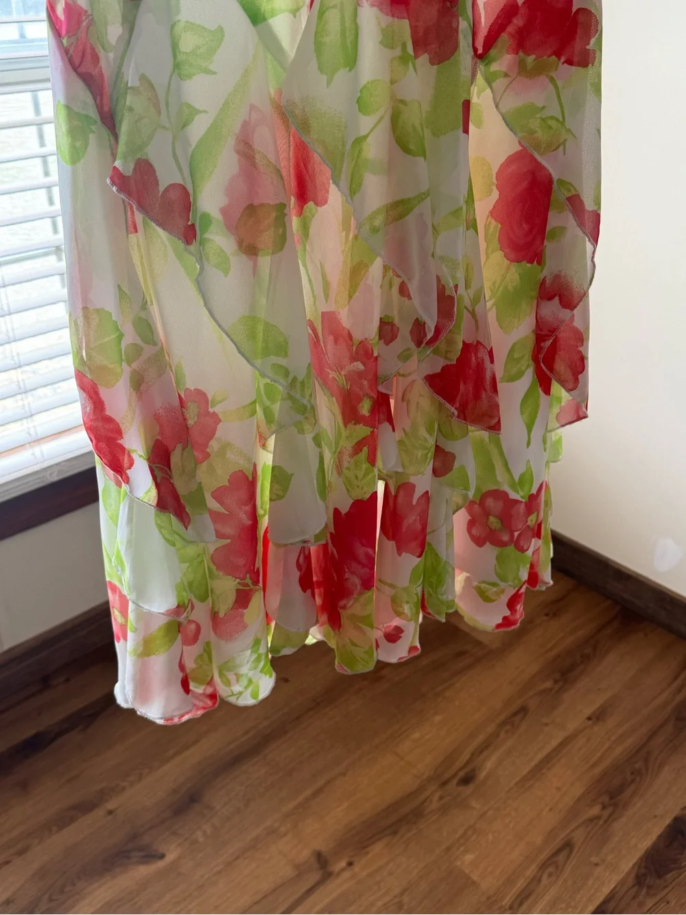 Robbie Bee White Dress with Pink & Lime Floral Accents - Picture 4 of 8